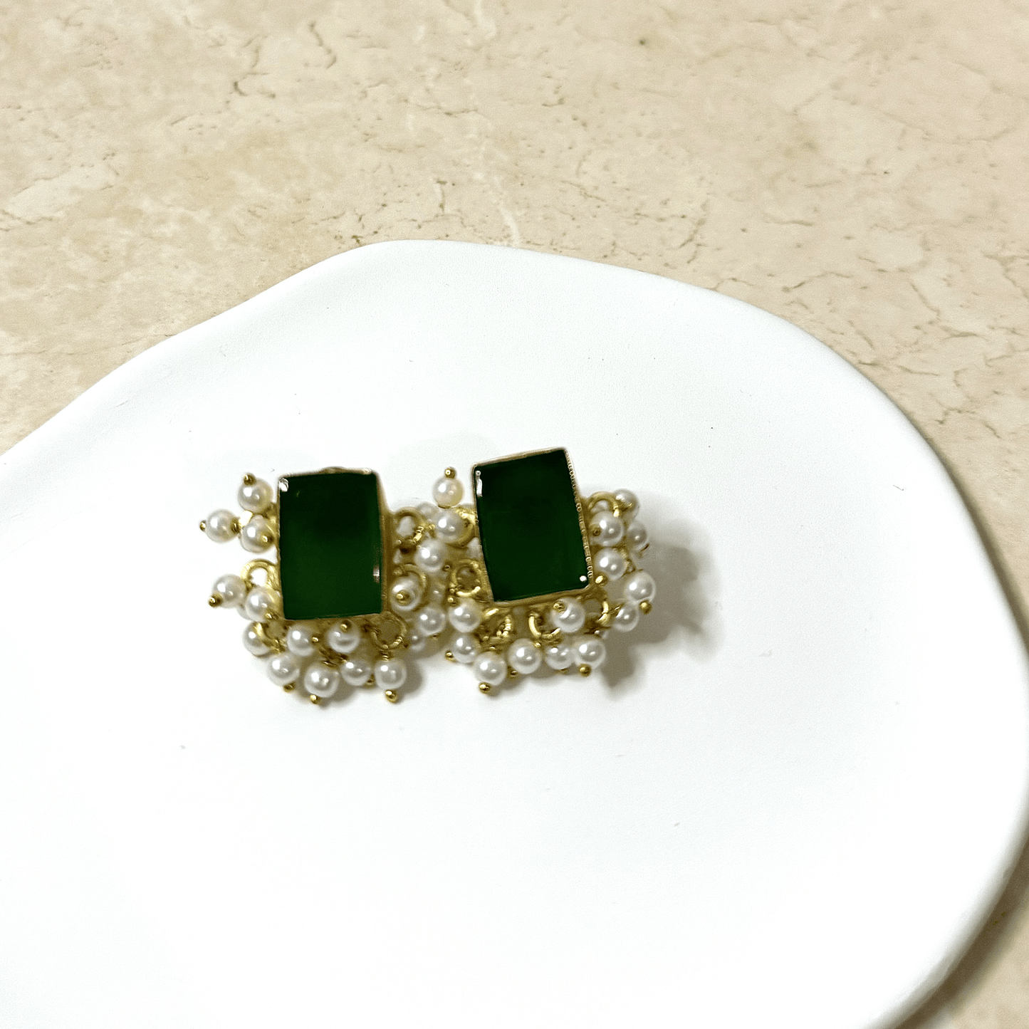The 'MAYA' Studs - Emerald Green