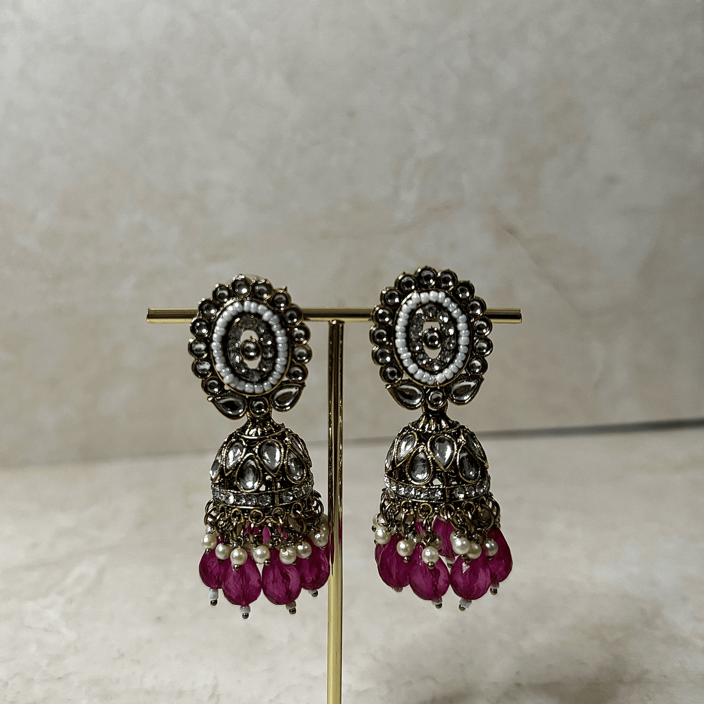 The Rumi Jhumkas - Fuchsia