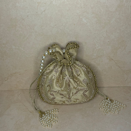 The ‘INAYA’ Potli Bag - Beige Gold