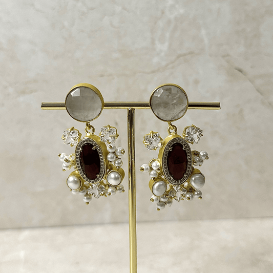The 'IMAN' Earrings - Burgundy