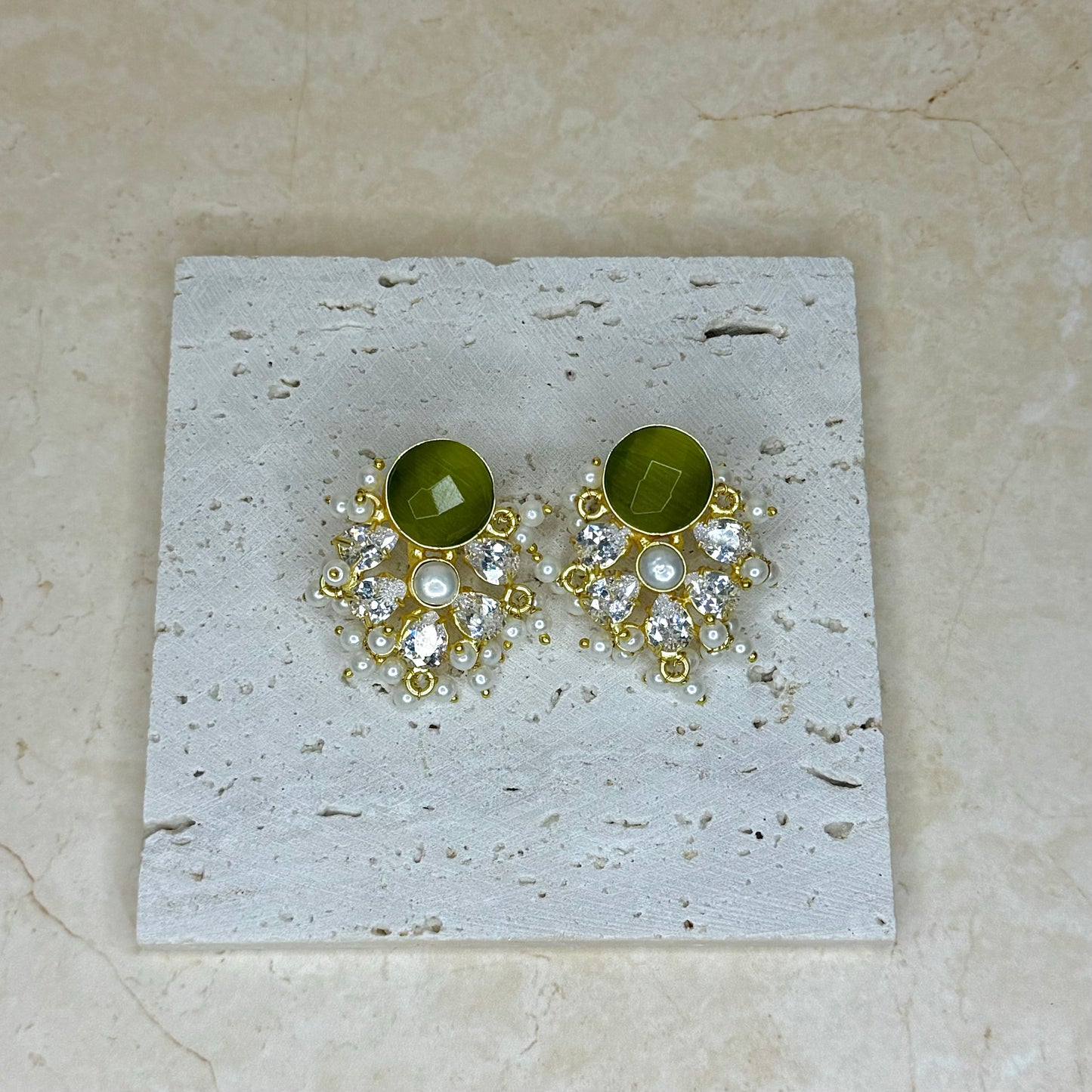 The ‘RANI’ Studs - Olive Green