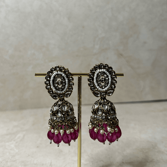 The Rumi Jhumkas - Fuchsia